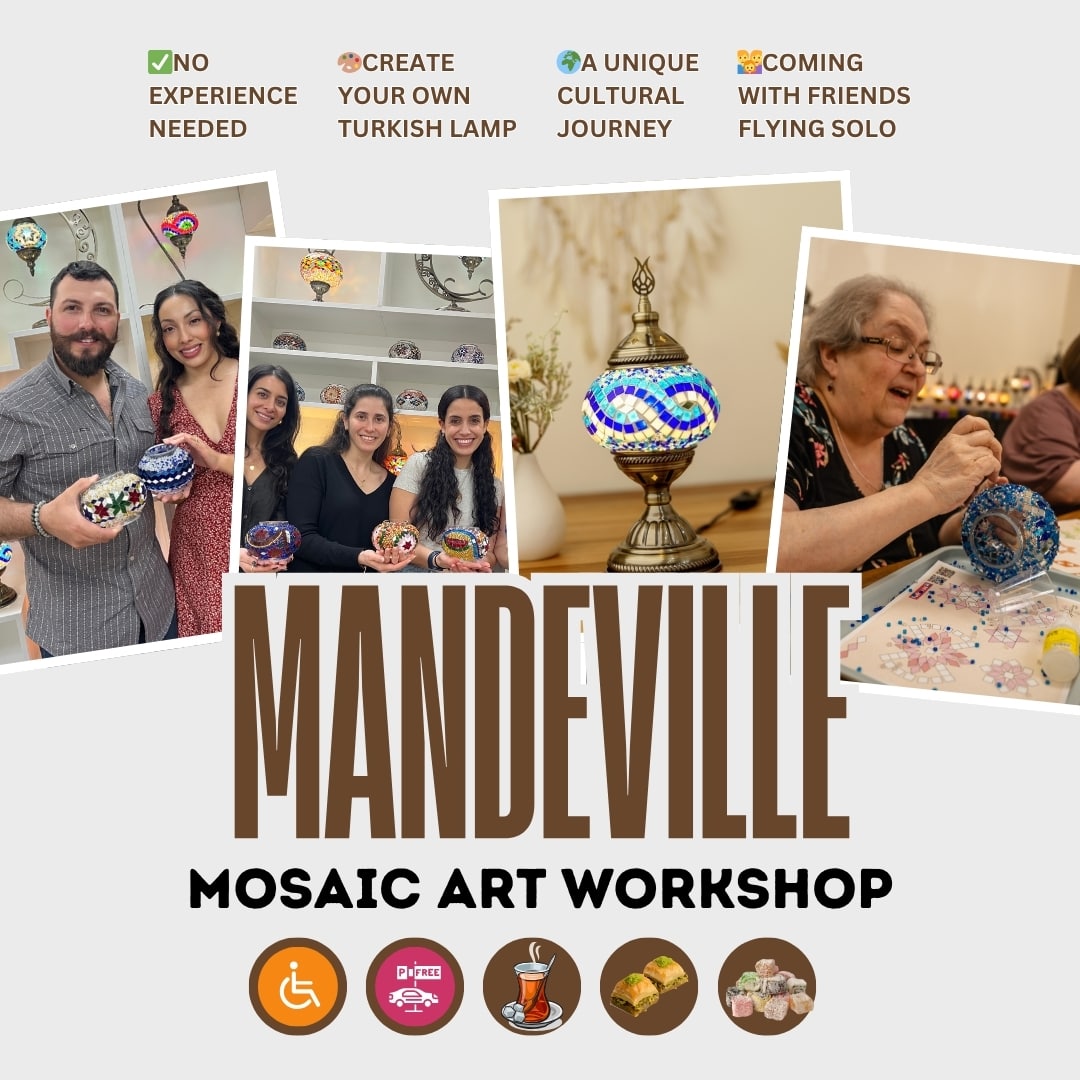 Mosaic Art in Mandeville - turkish-lamp-workshop-PedalisaArt