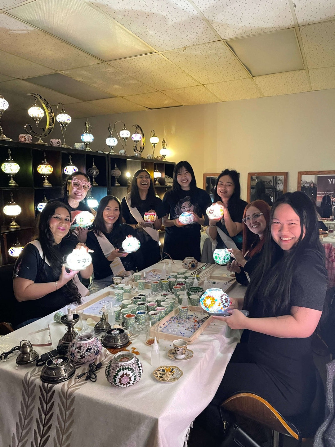 An Unforgettable Bachelor Party: Mosaic Lamp Workshop in Houston - PedalisaArt