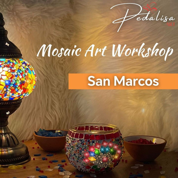 San Marcos - Mosaic Lamp Making Workshop (OCTOBER  - 19th) - PedalisaArt San Marcos Mosaic Lamp Workshop | Create Your Own Turkish Lamp  PedalisaArt