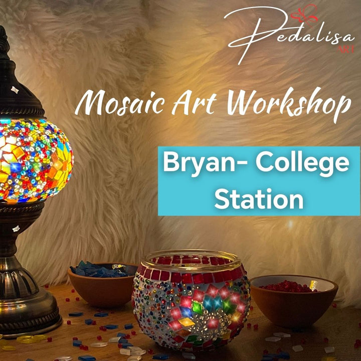 Bryan - College Station - Mosaic Lamp Making Workshop  (OCTOBER 19th) - PedalisaArt Bryan-College Station Mosaic Lamp Workshop: Craft Your Turkish Lamp   PedalisaArt