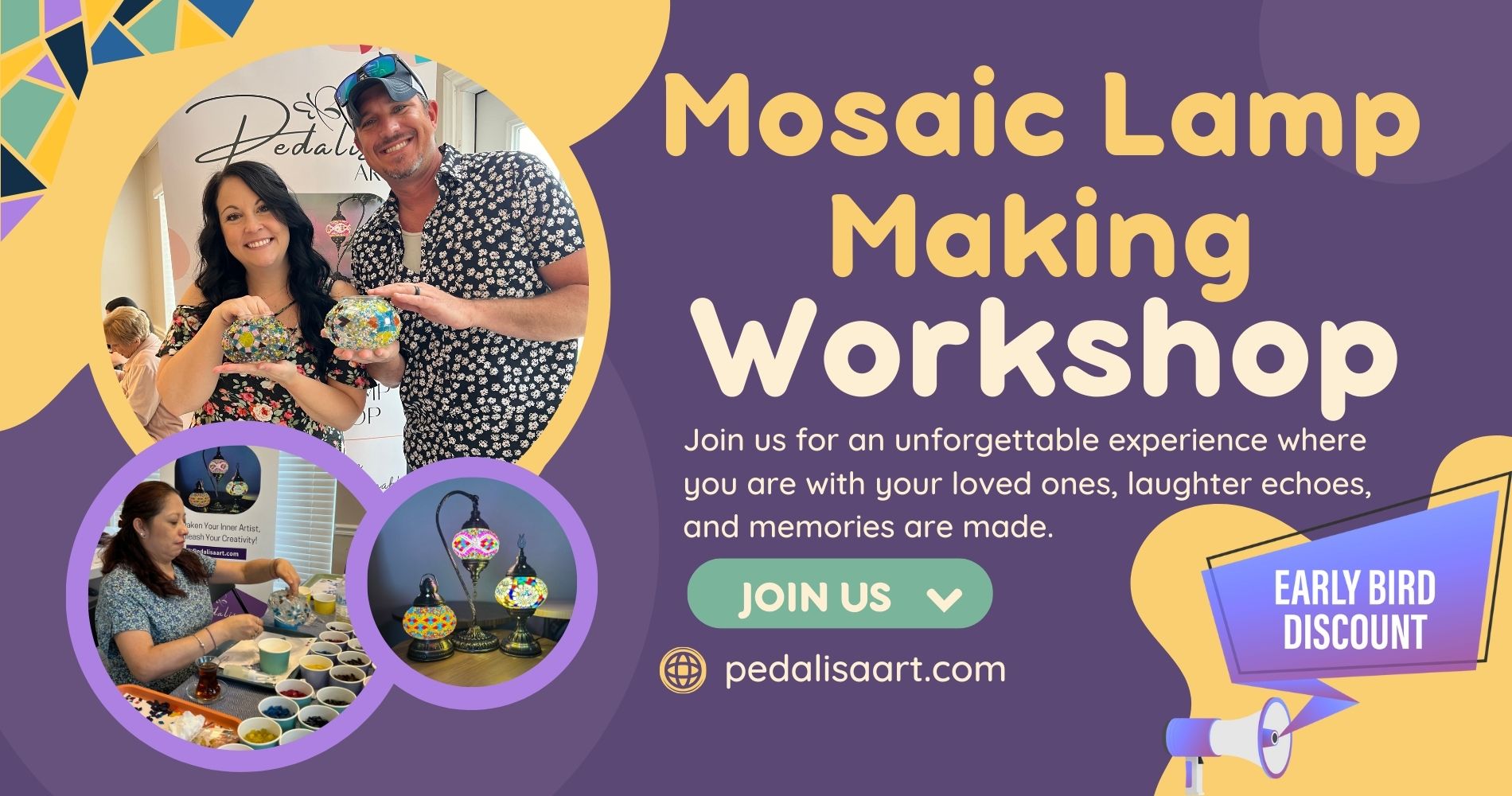 Houston Mosaic Lamp Making Workshop - Pedalisa Art
