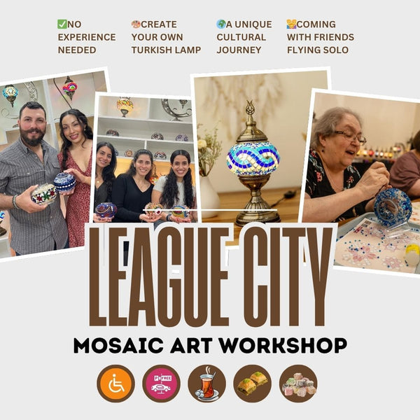 Mosaic Art Workshop in League City -  turkish-lamp-workshop-PedalisaArt