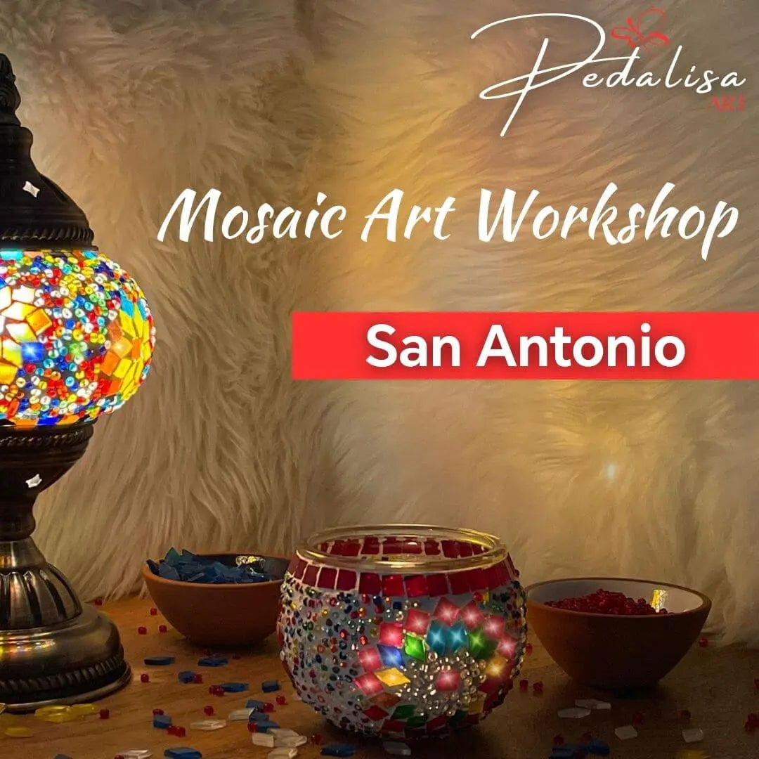 San Antonio Turkish Mosaic Lamp Mosaic Art Making Workshop - Pedalisa Art